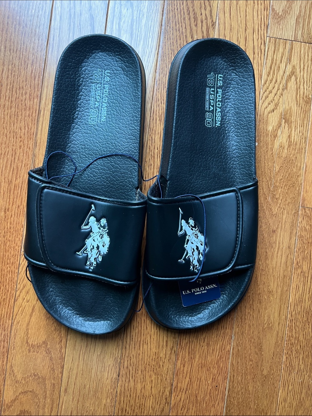 U.S. Polo Assn. Black Slide Sandals with Polo Emblem